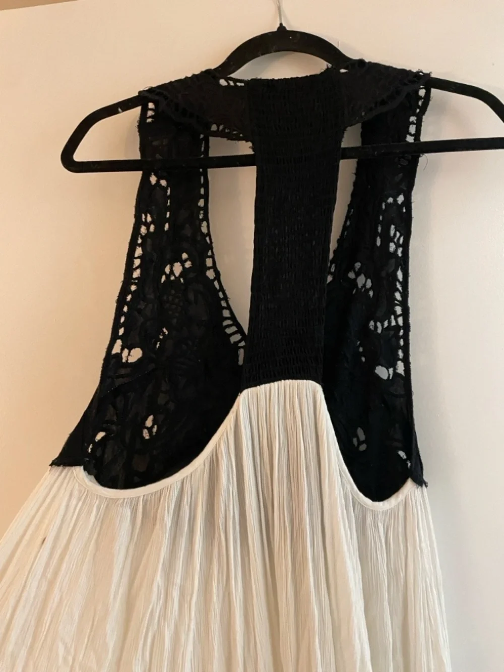 Free People Black Crochet Bodice White Tiered Backless Sundress - Picture 4 of 11
